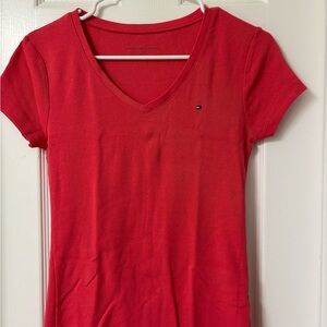 Tommy Hilfiger Women's Bright Red Short Sleeve Tee